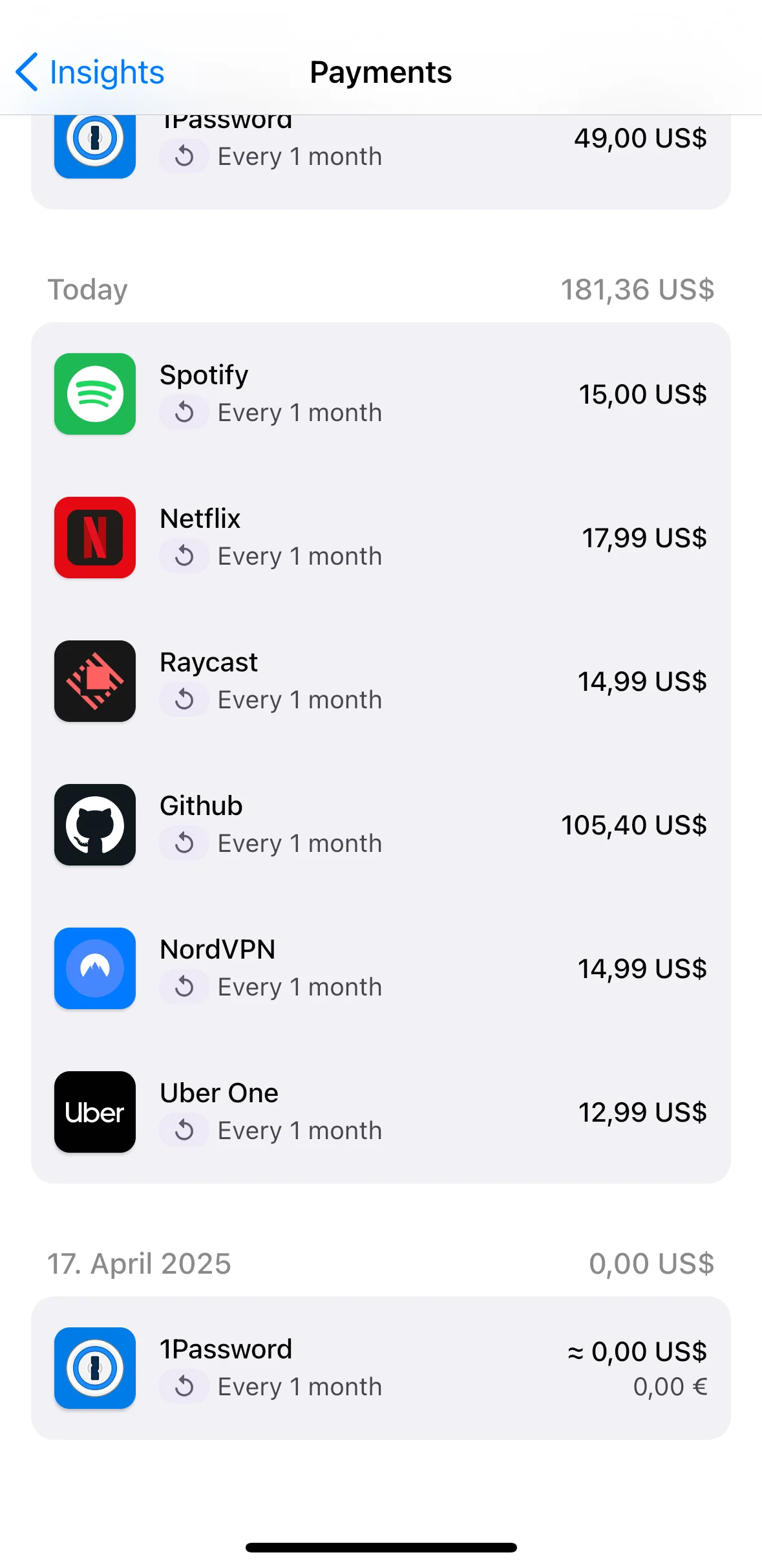 ReSubs app interface showing subscription payment reminders and notifications